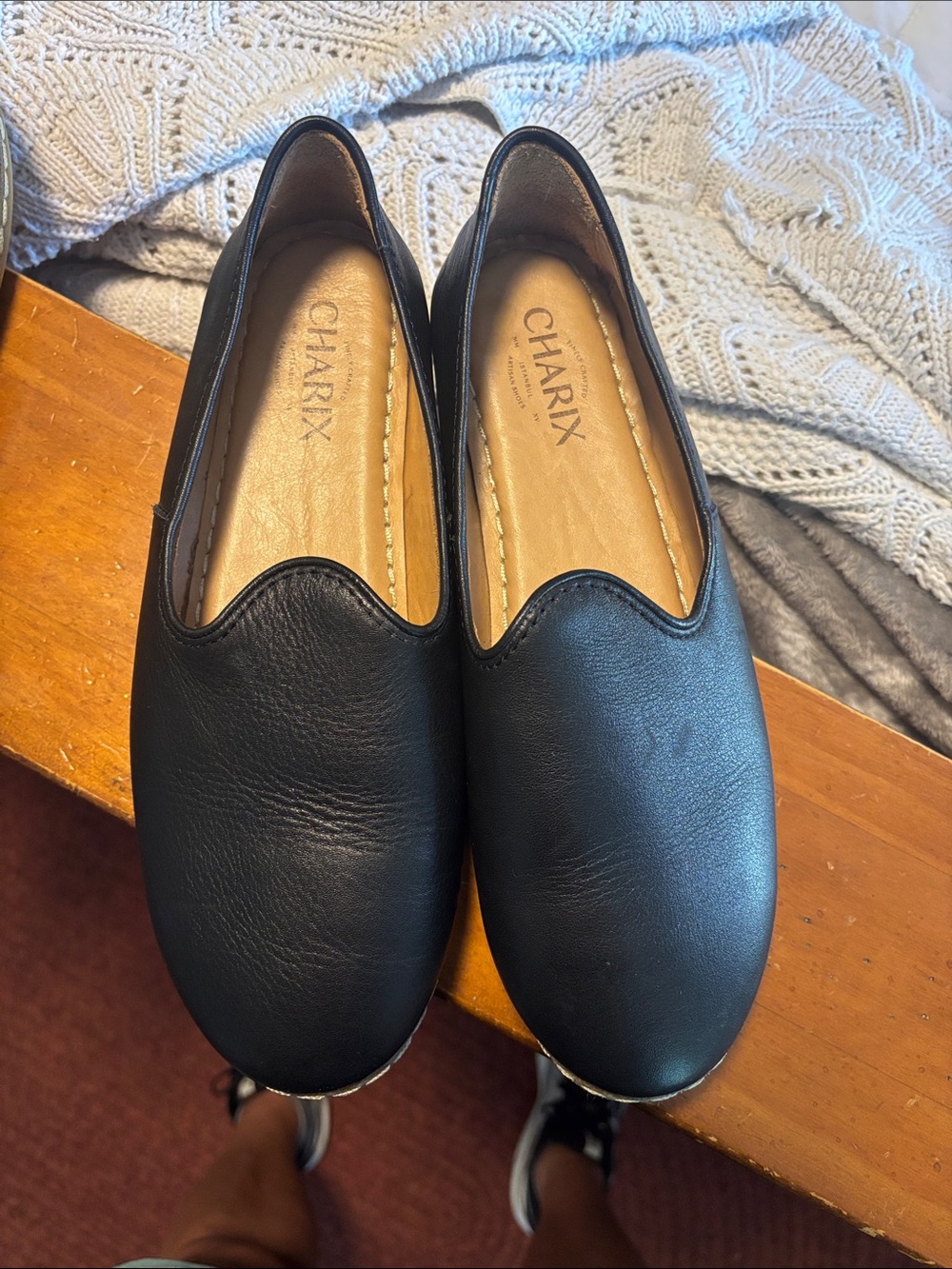 Charix Women’s  Black Slip-On Loafers